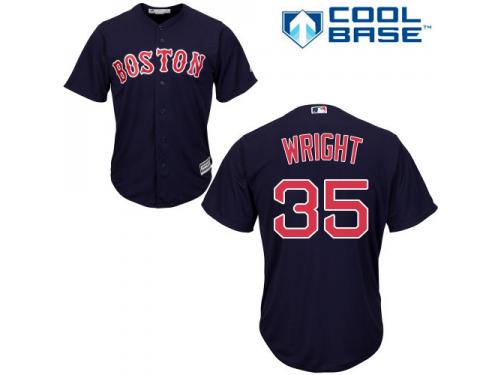 Navy Blue Steven Wright Men #35 Majestic MLB Boston Red Sox Cool Base Alternate Jersey