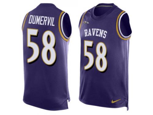Nike Ravens #58 Elvis Dumervil Purple Team Color Men Stitched NFL Tank Top