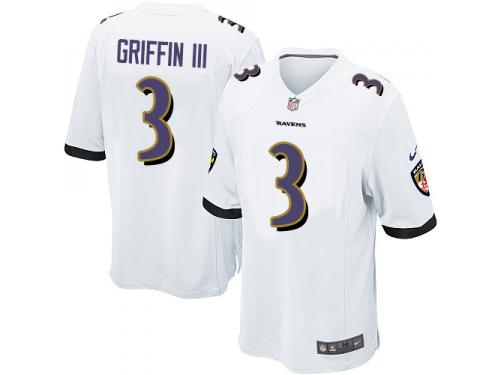 Nike Robert Griffin III Game White Road Men's Jersey - NFL Baltimore Ravens #3