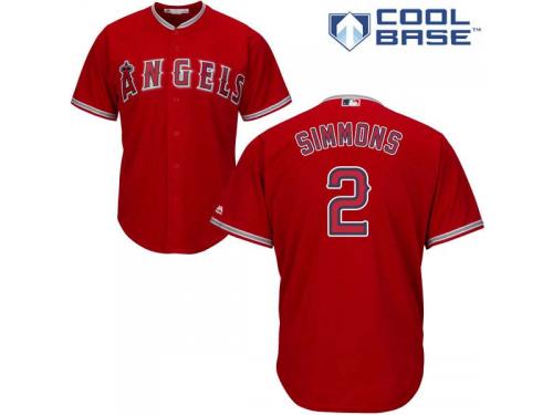 Red Andrelton Simmons Men #2 Majestic MLB Los Angeles Angels Of Anaheim Cool Base Alternate Jersey