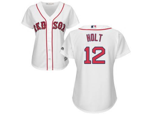 White Brock Holt Women #12 Majestic MLB Boston Red Sox 2016 New Cool Base Jersey