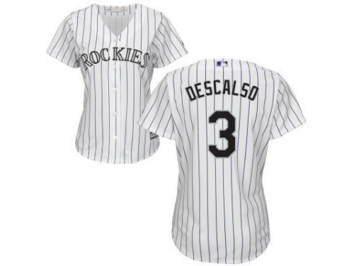 White Daniel Descalso Women #3 Majestic MLB Colorado Rockies 2016 New Cool Base Jersey