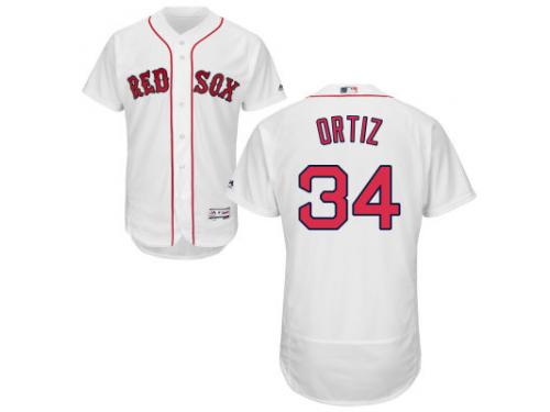 White David Ortiz Men #34 Majestic MLB Boston Red Sox Flexbase Collection Jersey