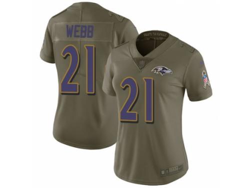 Women Nike Baltimore Ravens #21 Lardarius Webb Limited Olive 2017 Salute to Service NFL Jersey