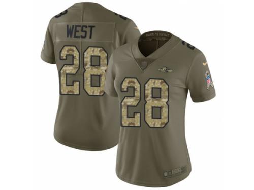 Women Nike Baltimore Ravens #28 Terrance West Limited Olive/Camo Salute to Service NFL Jersey