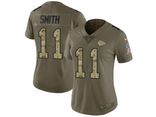 Women Nike Kansas City Chiefs #11 Alex Smith Limited Olive/Camo 2017 Salute to Service NFL Jersey