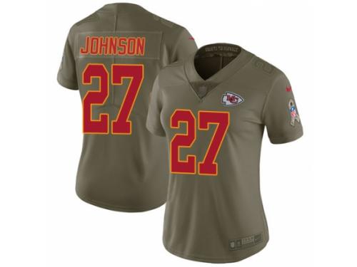 Women's Nike Kansas City Chiefs #27 Kareem Hunt Limited Olive 2017 Salute to Service NFL Jersey