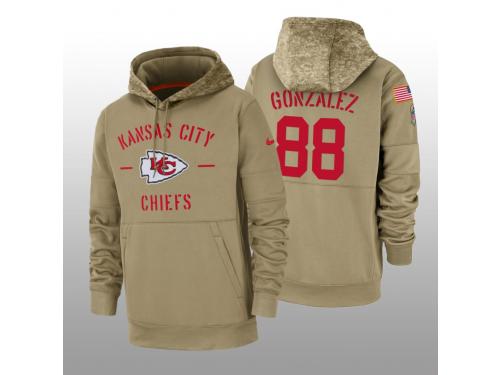 Youth 2019 Salute to Service Tony Gonzalez Chiefs Tan Sideline Therma Hoodie Kansas City Chiefs
