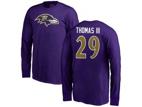 Youth Baltimore Ravens Earl Thomas III NFL Pro Line by Purple Primary Logo Long Sleeve T-Shirt