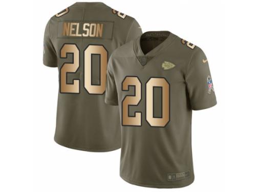Youth Nike Kansas City Chiefs #20 Steven Nelson Limited Olive/Gold 2017 Salute to Service NFL Jersey