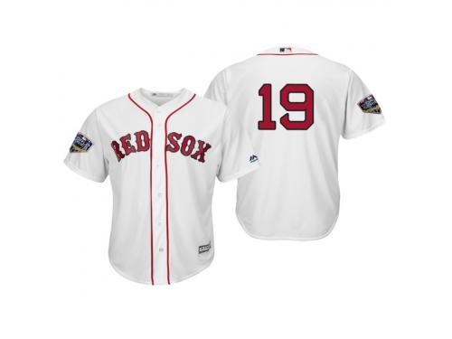 Youth Red Sox 2018 World Series Majestic White Jackie Bradley Jr. Cool Base Player Number Jersey