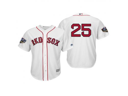 Youth Red Sox 2018 World Series Majestic White Steve Pearce Cool Base Player Number Jersey