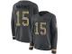 #15 Limited Patrick Mahomes Black Football Women's Jersey Kansas City Chiefs Salute to Service Therma Long Sleeve
