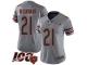 #21 Limited Ha Ha Clinton-Dix Silver Football Women's Jersey Chicago Bears Inverted Legend Vapor Rush 100th Season