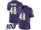 #48 Limited Patrick Onwuasor Purple Football Home Men's Jersey Baltimore Ravens Vapor Untouchable 100th Season