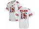 Men Wisconsin Badgers #16 Russell Wilson White With Portrait Print College Football Jersey