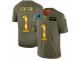 Men's Carolina Panthers #1 Cam Newton Limited Olive Gold 2019 Salute to Service Football Jersey