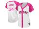 White-Pink David Ortiz Women #34 Majestic MLB Boston Red Sox Splash Fashion Jersey